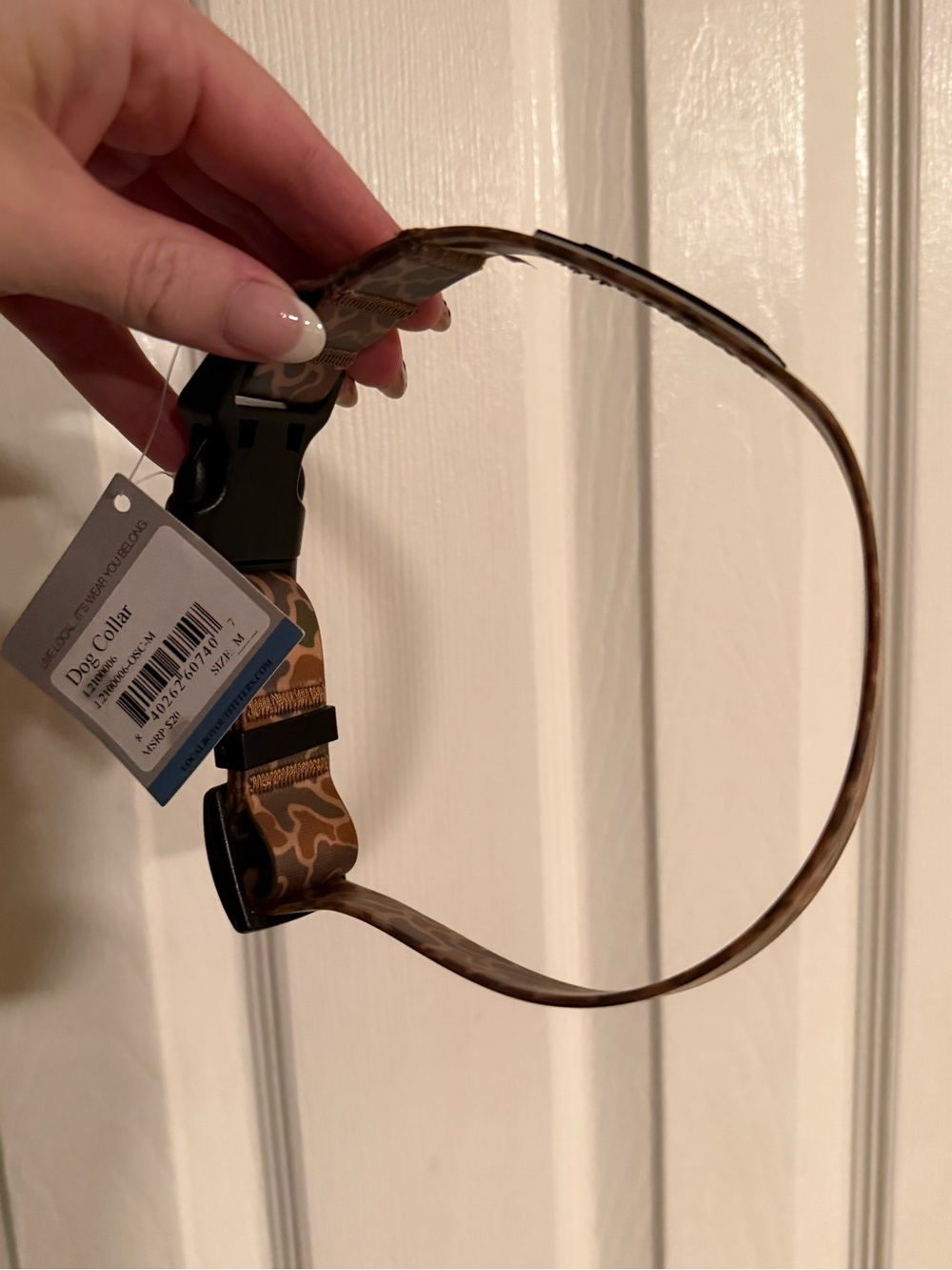 Adjustable Brown Camo Dog Collar with Quick-Release Buckle